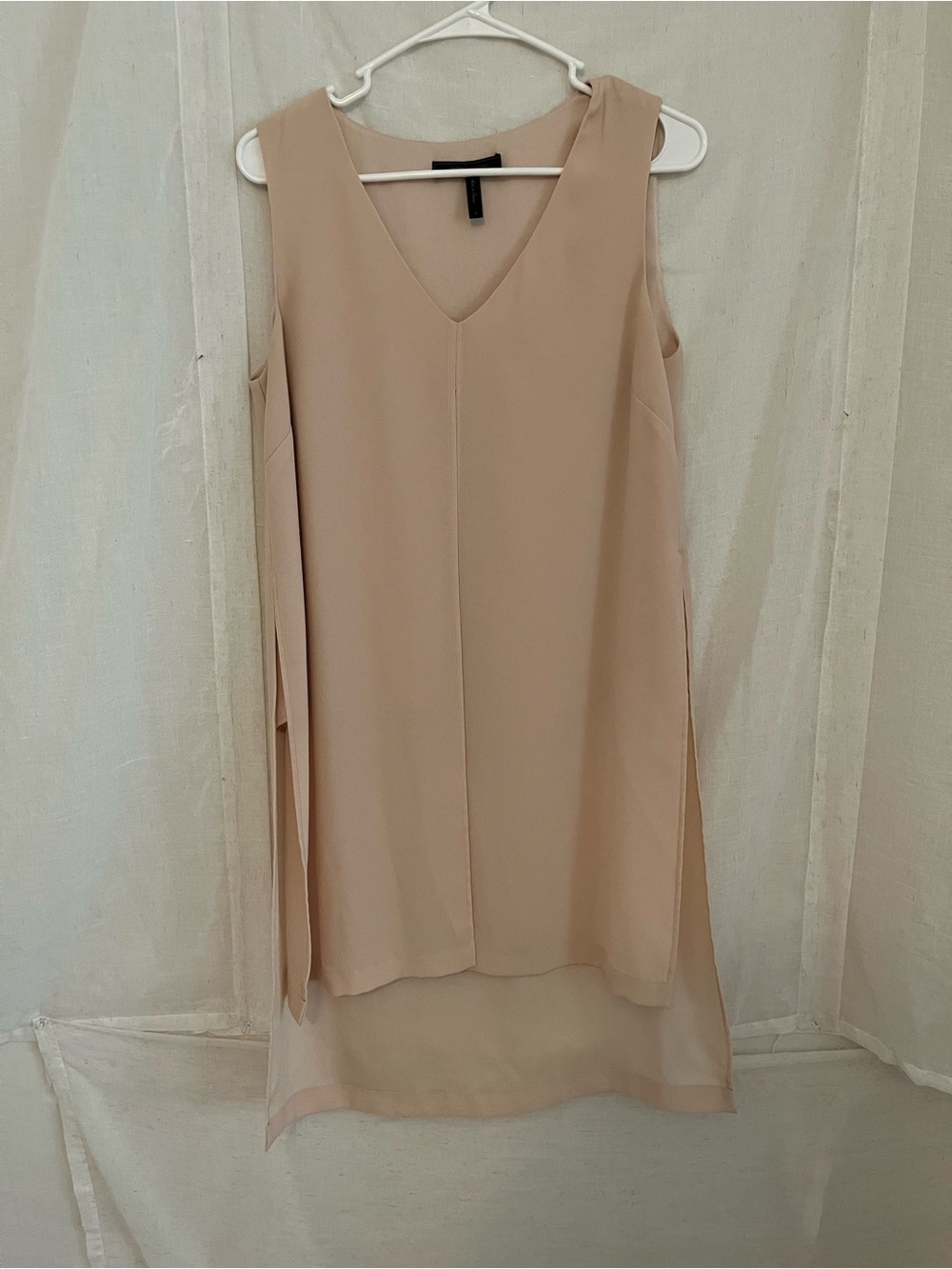 BCBGMaxAzria Sleeveless V-Neck Midi Dress in Nude Blush